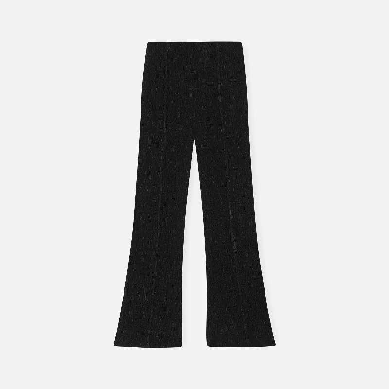 Ganni Viscose Stretch Crepe Flared Pants - Black