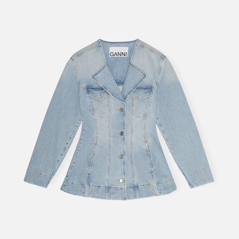 Ganni Tint Denim Fitted Blazer - Tint Wash