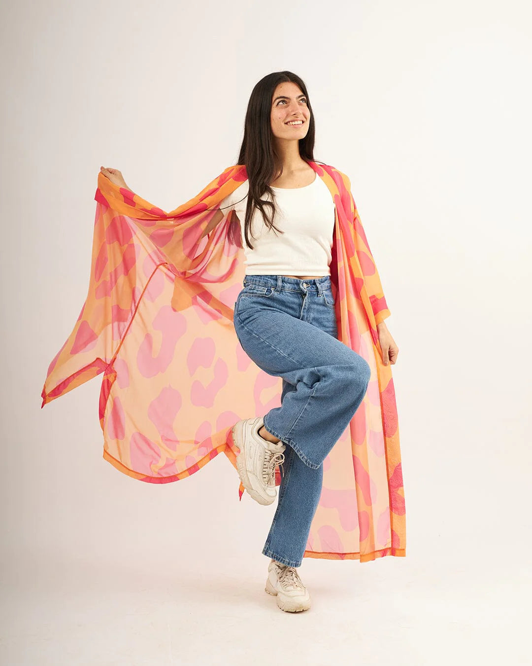 Pink Giraffe - Chiffon Kimono - The Makeovr