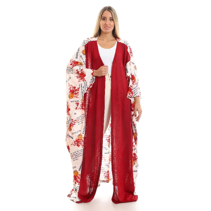 Short Sleeves Slip On Self Printed Kimono - Kady