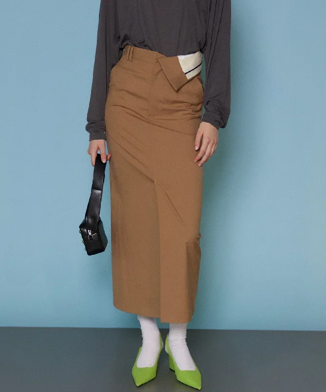 【SALE】Turnback Waist Tight Maxi Skirt