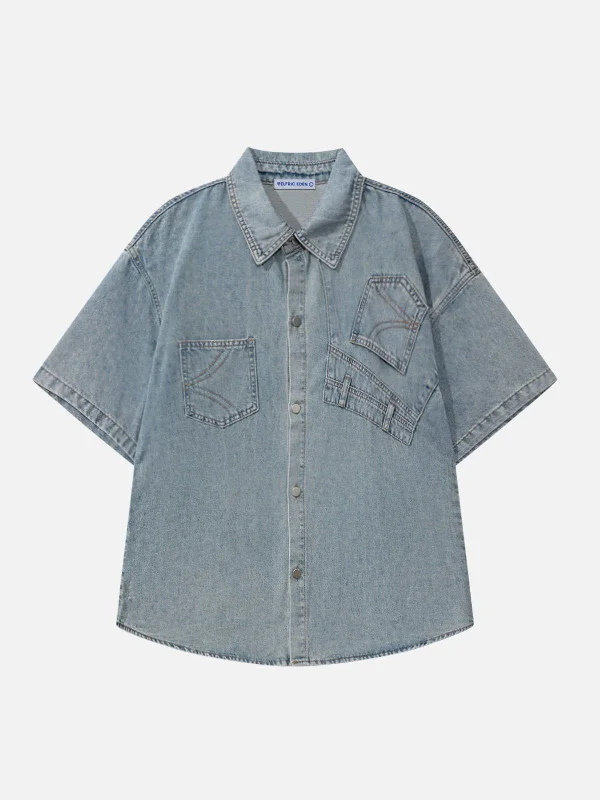 Aelfric Eden Reverse Denim Short Sleeve Shirt