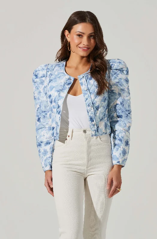 Alena Quilted Cropped Puff Sleeve Jacket