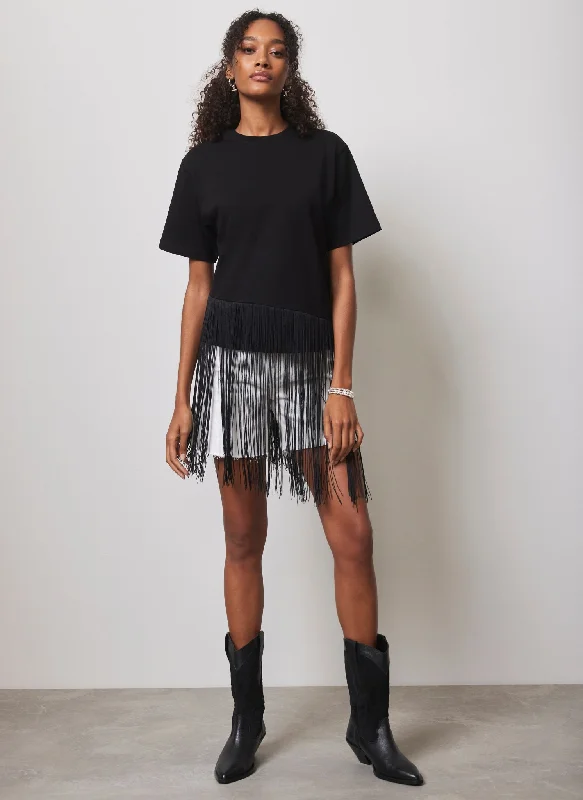 Black Fringed T-Shirt