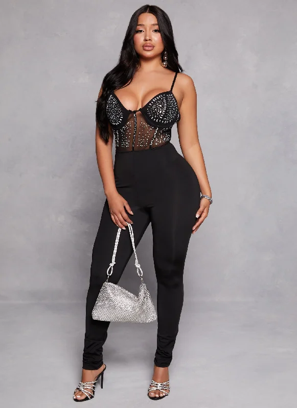 Rhinestone Bustier Corset Jumpsuit