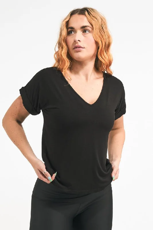 black-slinky-to-touch-v-neck-cuffed-sleeve-tee