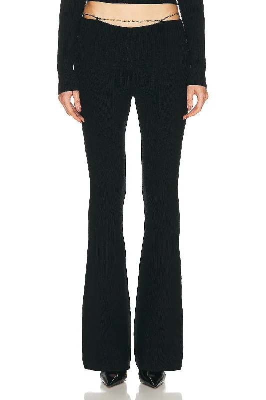 Boot Leg Pant With Logo Waist Chain