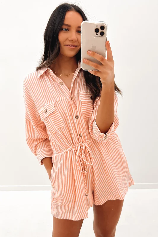 Cara Playsuit Orange Stripe