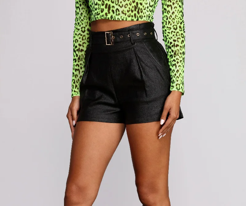 Chic Girl Belted Dress Shorts