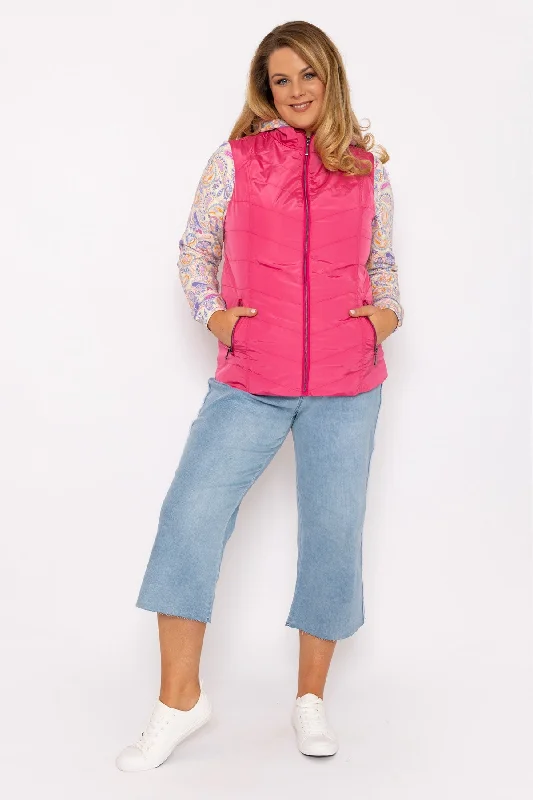 Classic Fit Decorative Seam Gilet in Pink