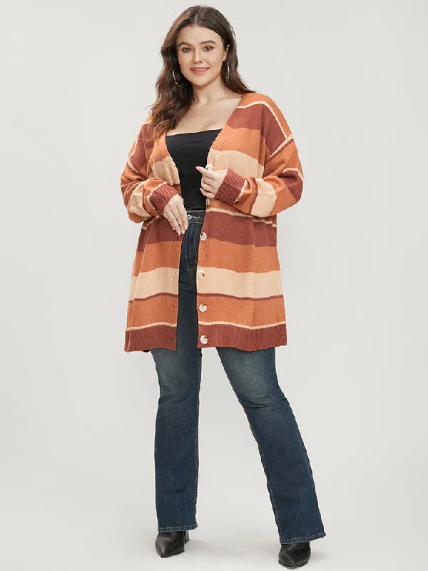 colorblock-contrast-pointelle-knit-button-front-cardigan