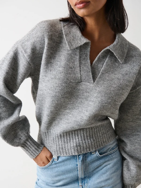 Cruz Cropped Jumper - Grey Marl