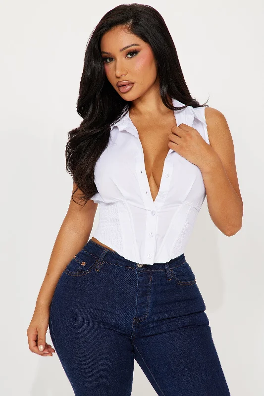 Endless Talks Sleeveless Corset Top - White