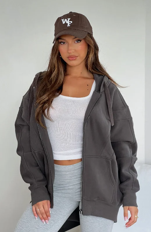 Everything You Want Zip Front Hoodie Shadow