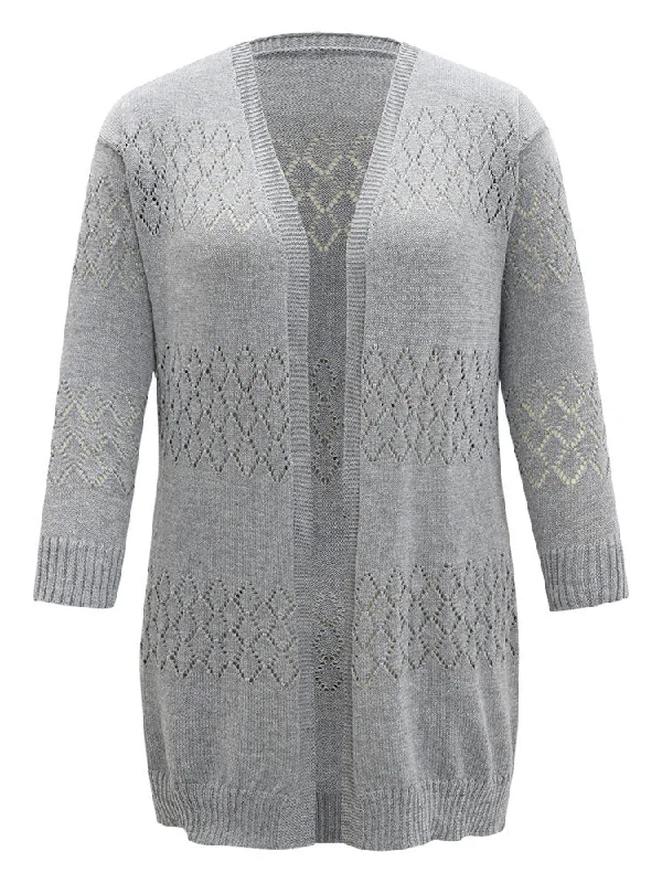 geometric-eyelet-elastic-cuffs-tunic-cardigan