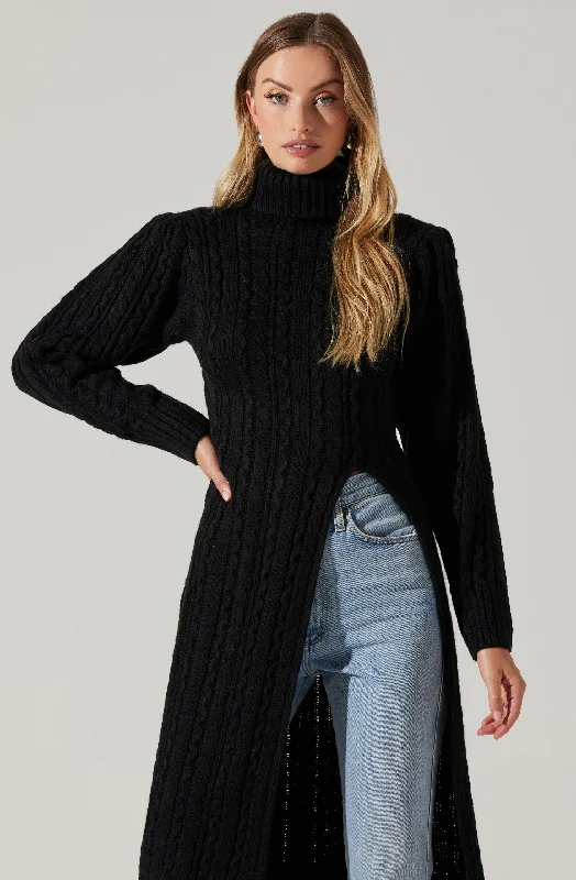 hi-slit-cable-knit-sweater