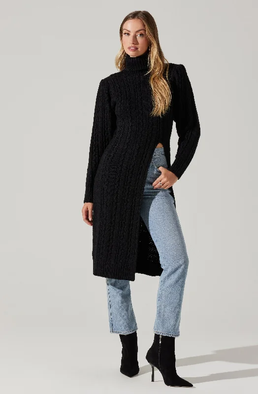 hi-slit-cable-knit-sweater