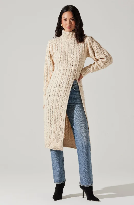 hi-slit-cable-knit-sweater