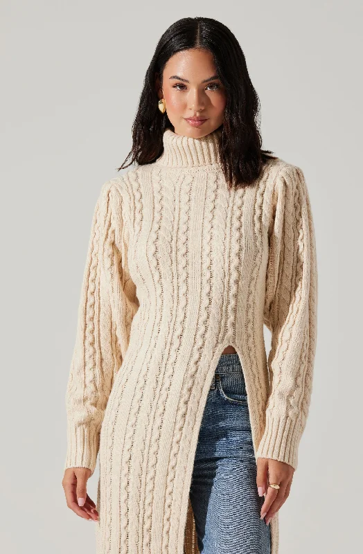 hi-slit-cable-knit-sweater