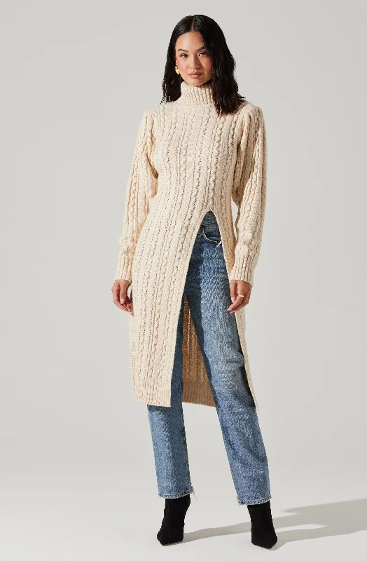 hi-slit-cable-knit-sweater