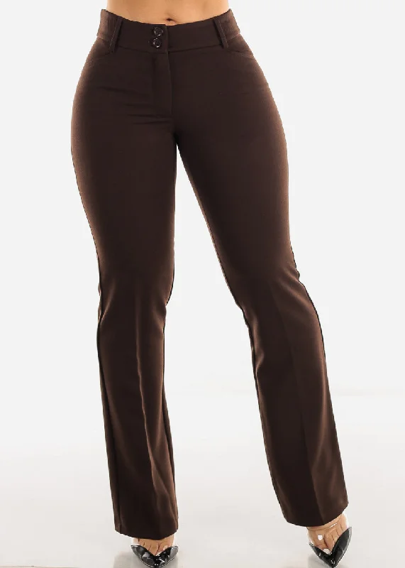 High Waisted Brown Bootcut Dress Pants