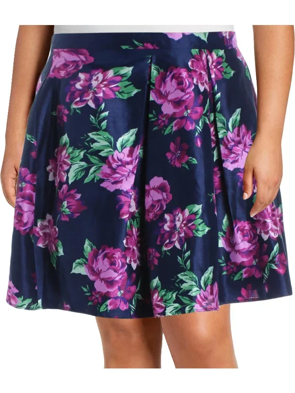 Juniors Womens Plus Floral Print A-Line Skirt