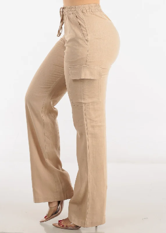 khaki-high-waist-straight-leg-linen-cargo-pants-6833pmkhaki