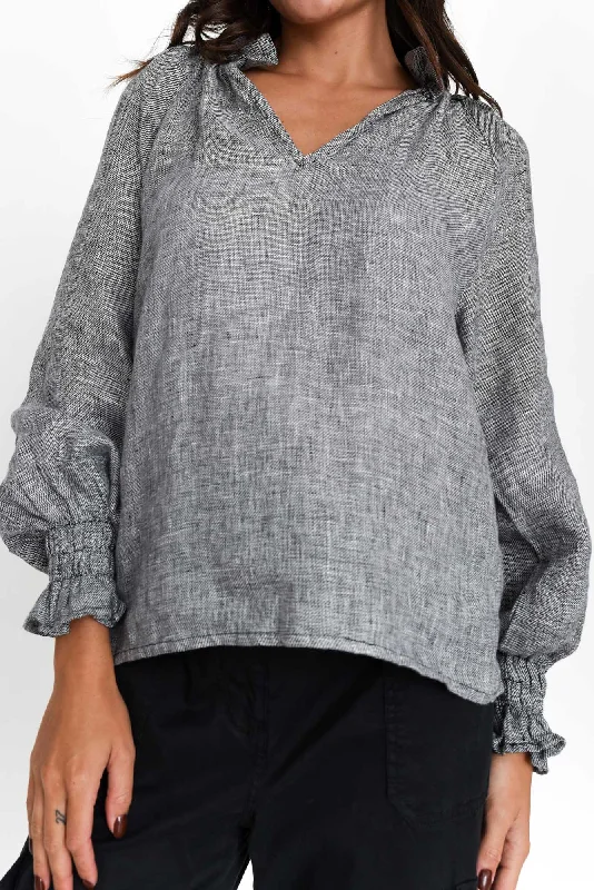 leland-charcoal-linen-ruched-collar-top