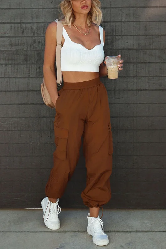 let-s-rewind-nylon-elastic-waist-pocketed-cargo-pants