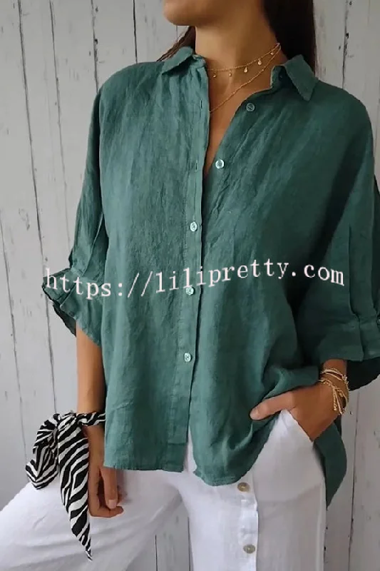 linen-blend-solid-color-tie-back-loose-shirt-top