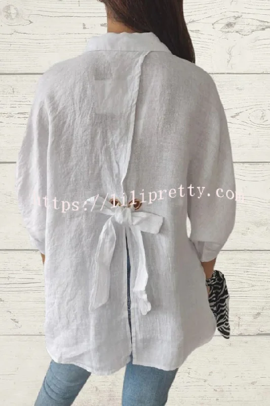 linen-blend-solid-color-tie-back-loose-shirt-top