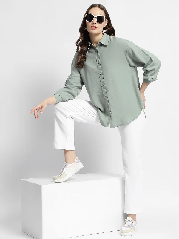 Madame Dusty Green Regular Full Sleeve Shirt