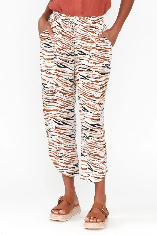 Mila Brown Abstract Tie Pants