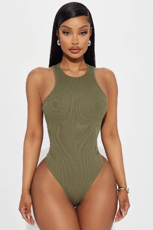 Model Attitude Racerback Bodysuit - Olive