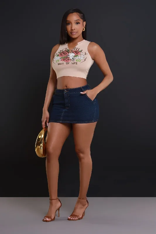 New Love Denim Mini Skirt - Dark Wash