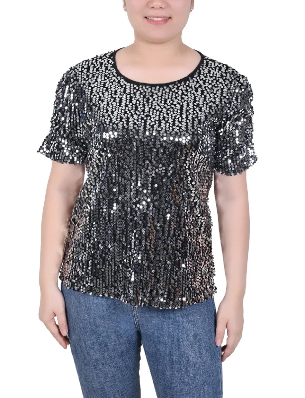 ny-collection-short-sleeve-sequined-top-petite