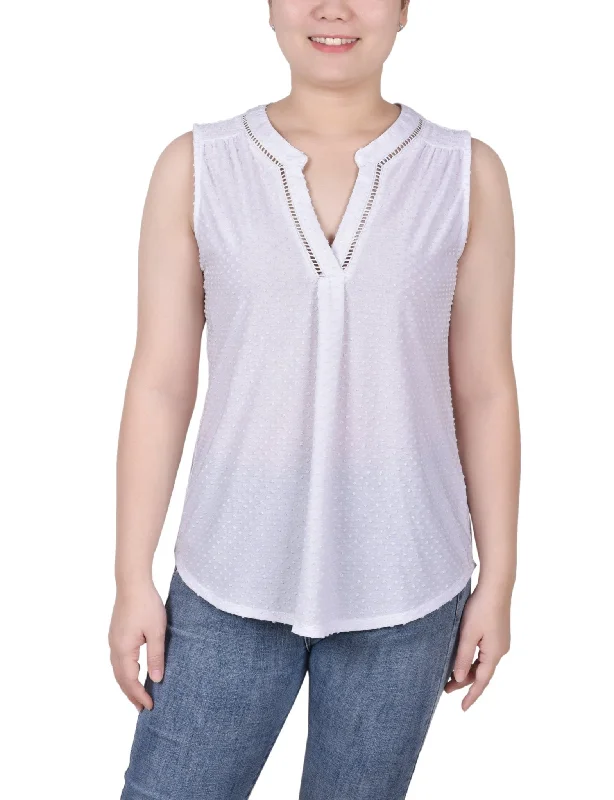 Sleeveless Swiss Dot Top - Petite