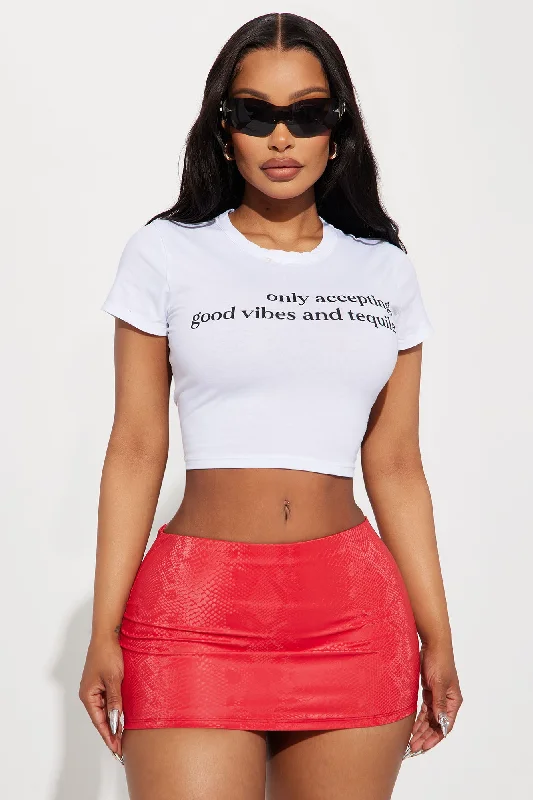 Only Accepting Good Vibes & Tequila Tee - White