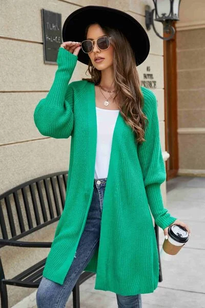 open-front-lantern-sleeve-cardigan