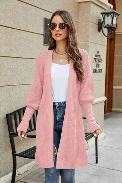 open-front-lantern-sleeve-cardigan