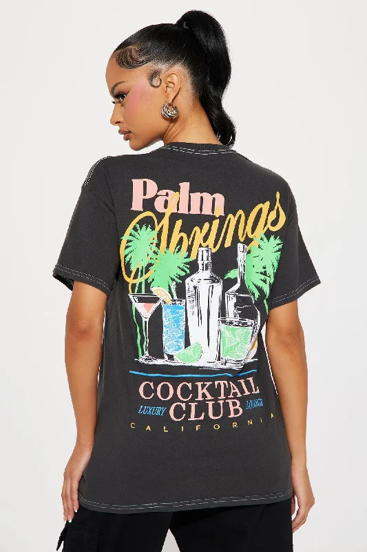 Palm Springs Cocktail Club Tee - Charcoal