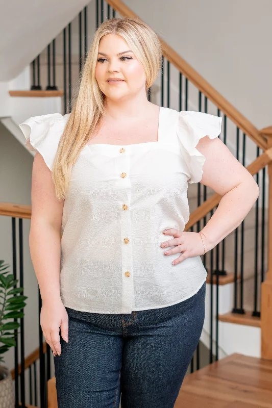 Plus Size Button Up Top - White