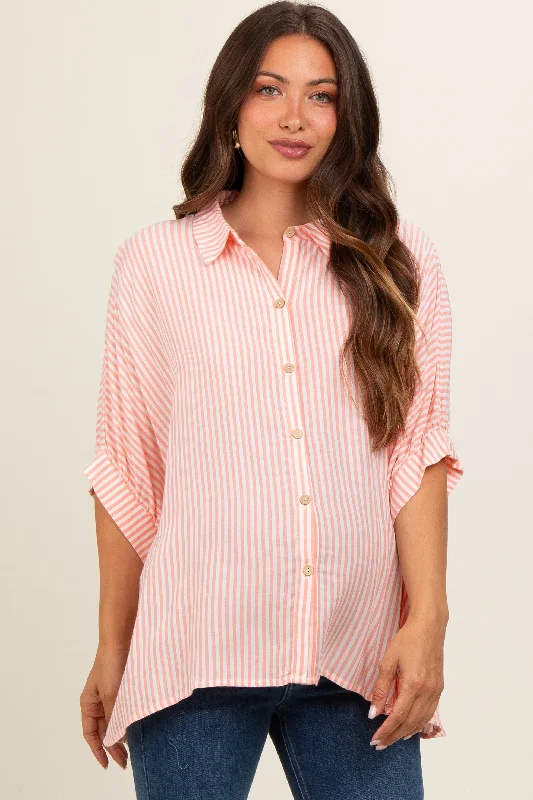 peach-striped-button-up-dolman-maternity-top