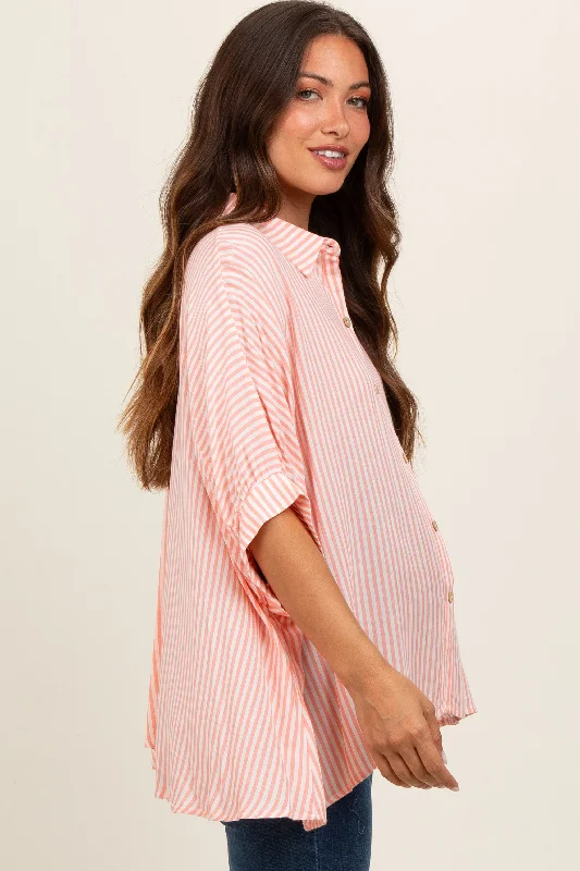 peach-striped-button-up-dolman-maternity-top