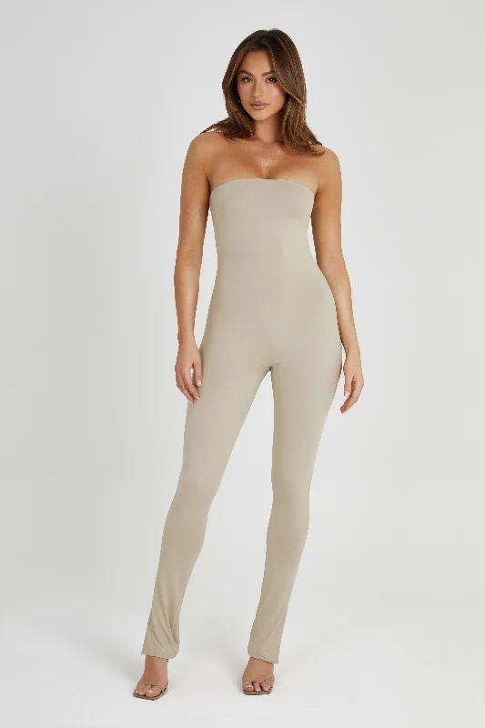 Peggy Strapless Jumpsuit - Taupe