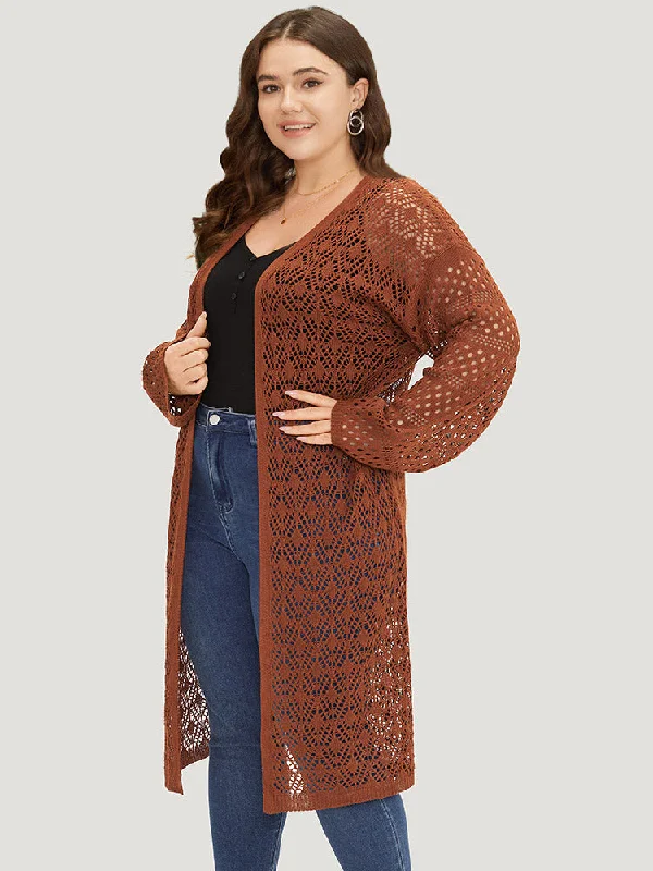 plain-hollow-out-split-side-maxi-cardigan