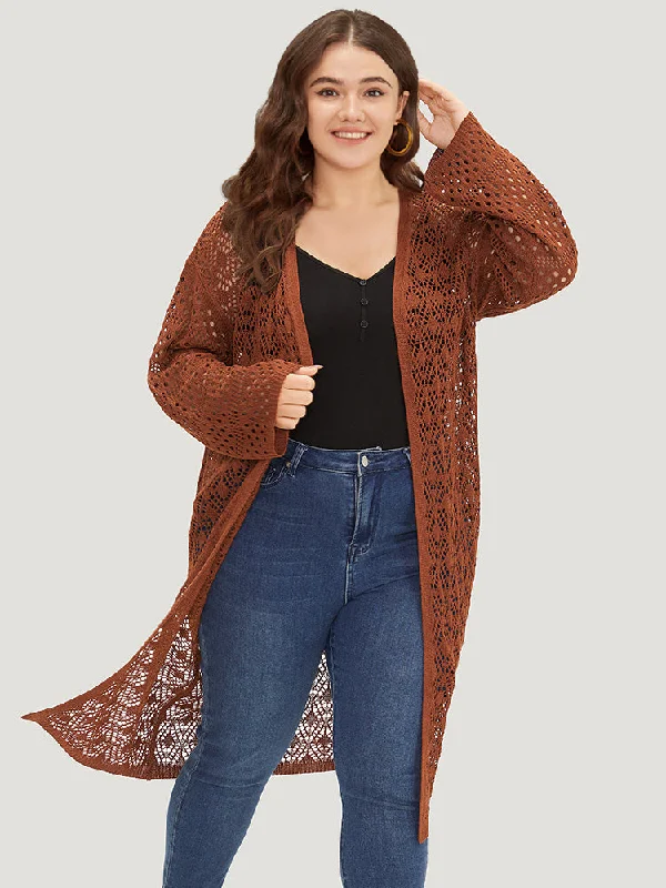 plain-hollow-out-split-side-maxi-cardigan