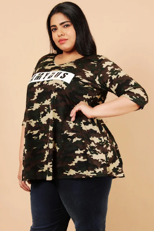 plus-size-army-print-tshirt