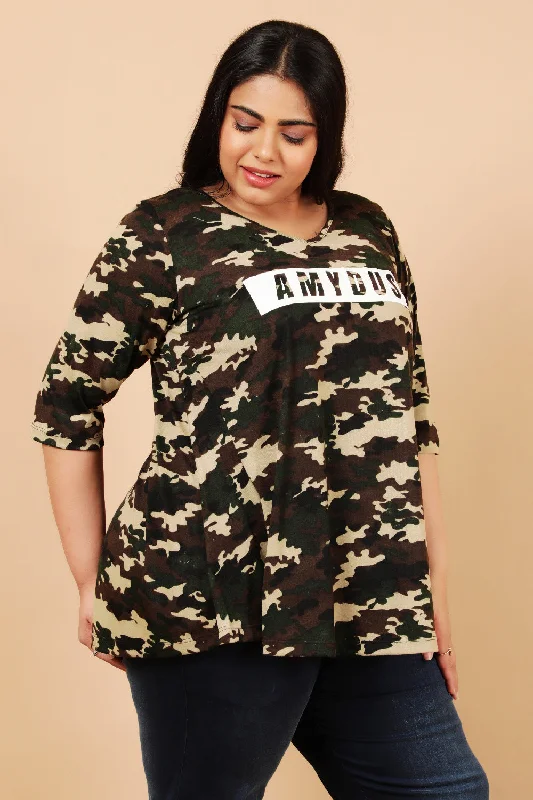 plus-size-army-print-tshirt