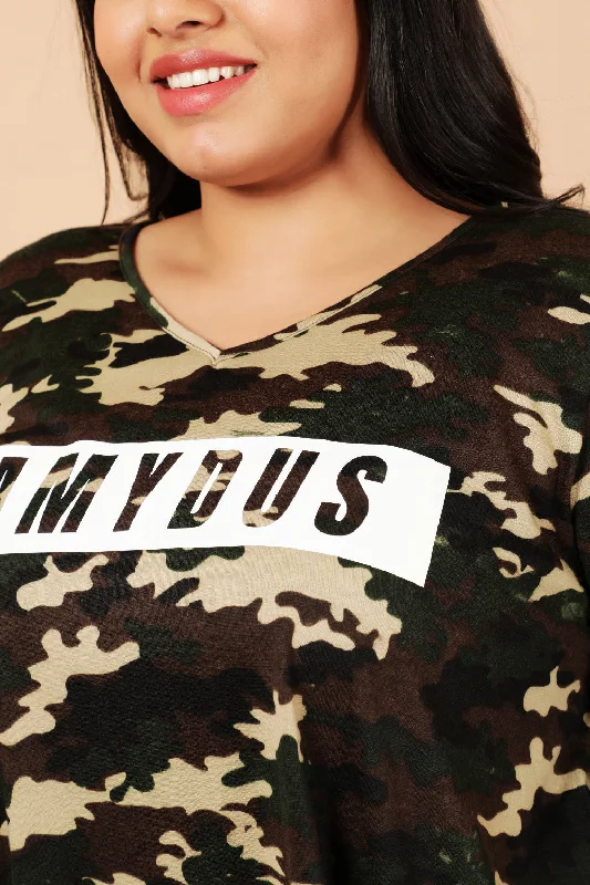 plus-size-army-print-tshirt